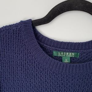 EUC SIZE M LAUREN RALPH LAUREN CREW NECK SWEATER BLUE JUMPER 3/4 SLEEVE